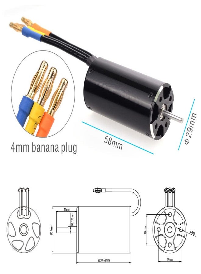 KingVal Replacement 2958 4480KV Brushless Motor Shaft 3.175mm with Water Cooling Jacket Compatible with RC Boat - Image 4